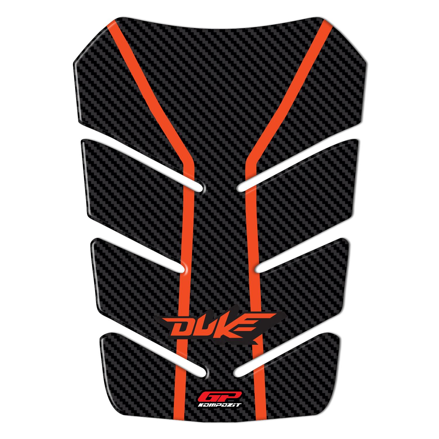 GP Kompozit KTM Duke 250 2011-2023 Uyumlu Tank Pad Turuncu-Karbon